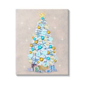 Stupell Industries 196216769616 White Decorated Christmas Tree Holiday Gifts Ornaments Design By Ziwei Li