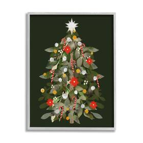 Stupell Industries 196216776218 Jovial Christmas Tree Decorated Ornaments Poinsettia Flowers Design By Laura