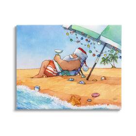 Stupell Industries 196216782011 Santa Claus Lounging Beach Umbrella Seaside Christmas Desi