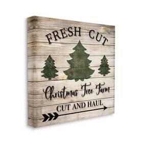 Ab-555 Stupell Industries Cn 24x24 Rustic Fresh Cut Tree Christmas Sign Green Brown