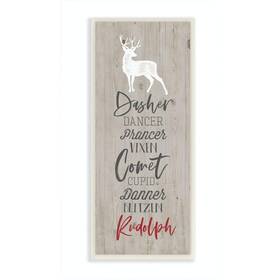 Hwp-333 Stupell Industries Wd 7x17 Santa Reindeer Names Grey Wood Texture Christmas Holiday W