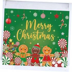 Y-ckhf-sd-jbr-01 Sundeco Green Gold Merry Christmas Garage Door Banner Gingerbread Men