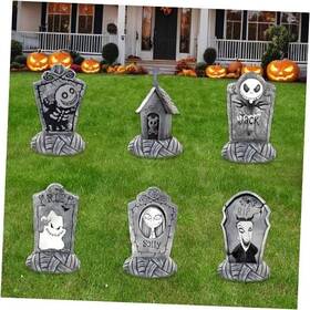 Y-wsj-fm-dc-02 Sundeco 6pcs Halloween Headstone Decorations Outdoor Nightmare Before Christmas Yard