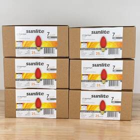 01310 Sunlite Lot Of 6 25-pack C9 Red Incandescent Christmas Nightlight Bulbs 7 Watt