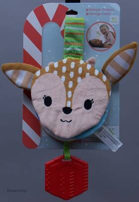 Sunny Days 840359704484 Christmas Reindeer Baby Toddler Teether And Crinkle Book Multi Textures