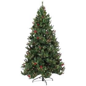 Lsr-718 Sunnydaze Decor Merry Berries Indoor/outdoor Pre-lit Faux Christmas Tree - 7 Ft By