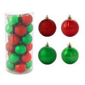 Sme-99524 Sunnydaze Decor Merry Medley 24-piece Christmas Ornament Balls - 60mm Red/green By