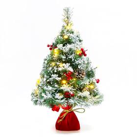 Sunnyglade 619988607400 21.6 Inch Snow Flocked Christmas Tree Artificial Mini Pine Ind
