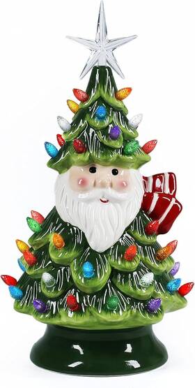 Sunnyglade 619988607448 11 Inch Ceramic Christmas Tree Tabletop Lights With 50 Multicolore