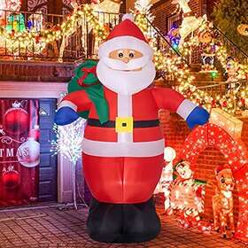 Sunnyglade 630128986148 8 Ft Christmas Inflatable Santa Outdoor Decorations With Green Gift Bag