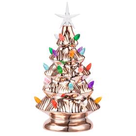 Sunnyglade 747356581363 11 Inch Ceramic Christmas Tree Tabletop Lights With 28 Multicolore