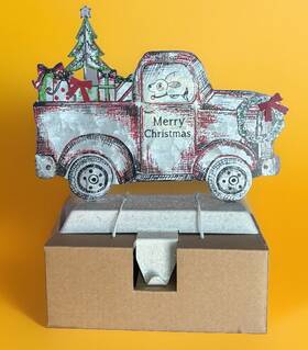 Sunset Vista Designs Co. 879510067939 New Christmas Stocking Holder Hanger Vtg Old Red Pickup Truck Galvanized Metal