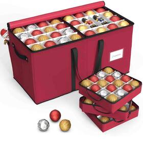 Sunvigor 705113190012 Christmas Ornament Storage Box With 8 Trays Fits 128 Holiday Orname