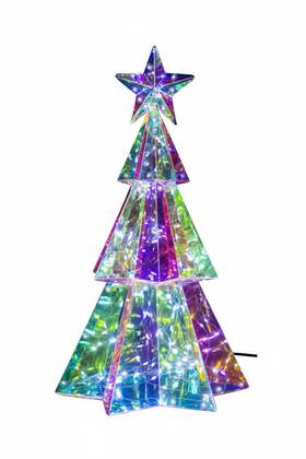 67-154 Supply Sure Prismatic Led Christmas Tree Iridescent Crystal Holiday Decor 38 Cm