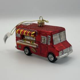 1614718 Sur La Table Blown Glass Red Food Truck Christmas Ornament Nwt Holiday Poland