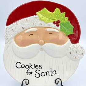 Susan Winget 730384423248 Cookies For Santa Plate Christmas Decor 3d Figural 9x8 Inch