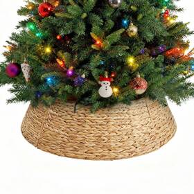 Skirt9 Sweetcrispy 36inch Christmas Tree Collar For 9ft Trees Woven Hyacinth Rattan