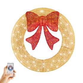 Swgsdh-36in-gd Sweetcrispy 36in Pre-lit Christmas Wreath Led Lighted Holiday Outdoor Decoration With Bow