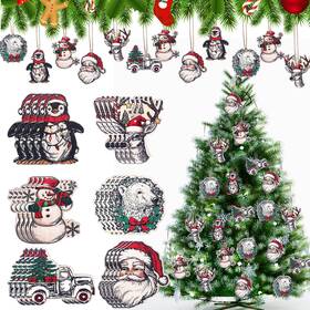 Zif-syhood-195 Syhood Vintage Wooden Christmas Ornaments 24 Pcs Snowman Santa Elk Bear
