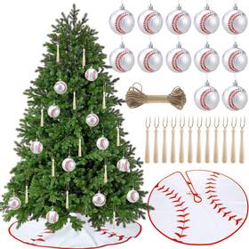 Zif-syhood-252 Syhood 26 Pcs Baseball Christmas Decor Set Include 12 Sports Ornaments