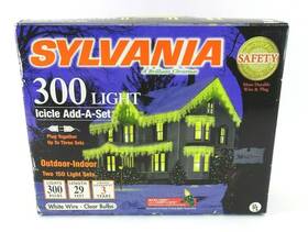 Sylvania 044038296417 Nib Add-a-set 300 Icicle Christmas Lights Clear Bulbs 29 White Wire