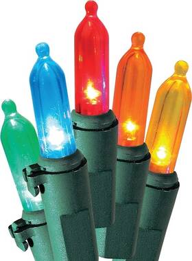 Sylvania 883624008412 100 Led Mini Multi-color Christmas Lights With Green Wire 24.75ft New