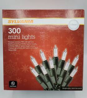 Sylvania 883624981500 New 300 Mini Multi Color Indoor/outdoor Holiday Christmas Lights Clear