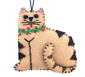 Tabby Cat Christmas Tree Ornament Handmade Detailed Stitching Kitty Gift