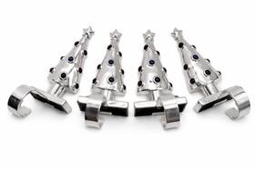 Tag 025466163557 Vintage Christmas Stocking Hangers Set 4 Jeweled Cast Aluminum Tree