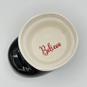 Tag 025466983605 Black White Santa Boot Red Believe Candy Christmas Bowl 4.25 Inch Diameter