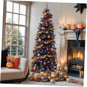 Qd2-350c Taizhou Qidian Lighting Co Ltd Pre-lit Artificial Pencil Christmas Tree 7.5ft With Remote 7ft 6in Black