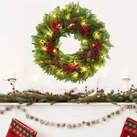 Hkgphjoqctueeg0slln02wnnksp1b Takywep 22 Inch Lighted Christmas Wreath Prelit Xmas With Red Berries D