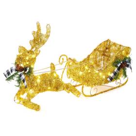 Zzocr6tqpimuenlxu73jwl6lljck Takywep Christmas Lighted Reindeer And Santa S Sleigh 2.3 Ft Outdoor Yard Decoration