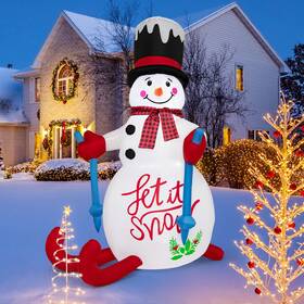 Tangkula 798470371392 6 Ft Lighted Christmas Inflatable Skiing Snowman Decorati