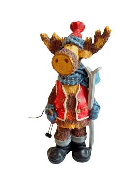 Target 049715673383 Vintage 19 Inch Fiber Optic Christmas Moose With Skiis Holiday Light Up Original Box