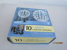 171042 Target Christmas 10 Inch Sphere Multi Color 48 Lights Indoor/outdoor Set Of 2 In Box