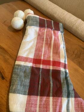 Target 191908598031 18 Inch Hearth And Hand Plaid Magnolia Christmas Stocking Red Green Pom Poms