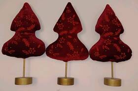 Target 191908921211 3pc Wondershop Red Velvet Stuffed Christmas Tree Decoration Set 13.5 In
