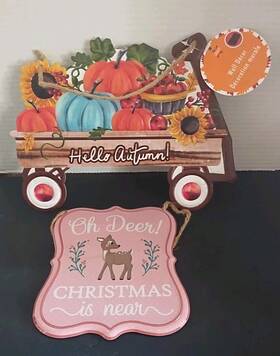 Target 195464497272 Pumpkin Cart Autumn Thanksgiving Oh Deer Christmas Metal Signs Hanging Decor