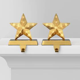 Target 198850554085 Set Of 2 Christmas Lit Metal Perforated Star Stocking Holder Gold Wondershop