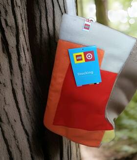 335000225 Target Lego Collection Christmas Stocking Color Block Felt Orange And Red 20 Inch New