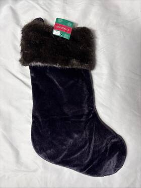 Target 490510300521 New Dark Eggplant Purple Christmas Stocking Brown Faux Fur Cuff 18 Inch Lined