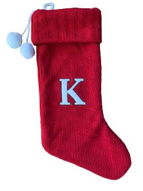 Target 490510310797 Inch K Red Monogram Knit Stocking Christmas Holiday Decoration Letter Pom-pom New