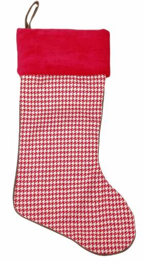 Target 490510314627 18 Inch Red White Houndstooth Plaid Christmas Stocking 2012