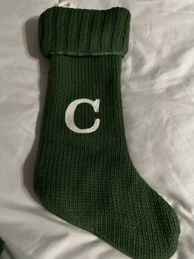 Target 490510321700 Wondershop Monogram Christmas Stocking Letter C Initial Green Knit 18 Inch