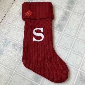 Target 490510321861 Wondershop Red Knitted Christmas Stocking 17 Inch - White Initial E