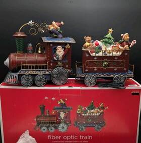 Target 490511402057 Tin 2-pc Fiber Optic Santa Claus Bear Christmas Train 2007 Color Changing