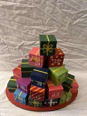 Target 490650611426 2008 Wooden Tree Stacked Presents Christmas Countdown Advent Calendar