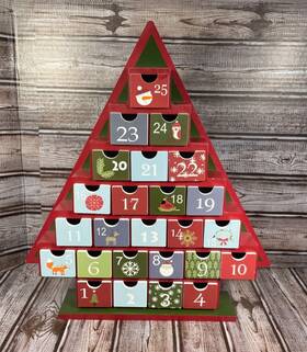 Target 490650611815 Free Standing Christmas Tree Wood Advent Calendar 25 Mini Gift Doors 2014