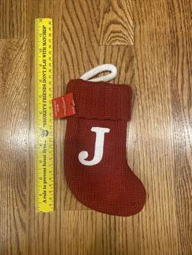 Target 713264645370 Wondershop Monogram Mini Christmas Stocking Initial Letter J Red Knit